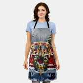 Irish Wolfhound Christmas Red Truck Holiday Gift エプロン (着用した状態)