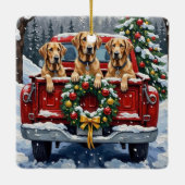 Irish Wolfhound Christmas Red Truck Holiday Gift セラミックオーナメント (裏面)