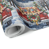 Irish Wolfhound Christmas Red Truck Holiday Gift ラッピングペーパー (ロールコーナー)