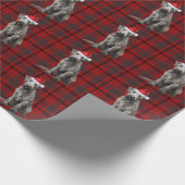 Irish Wolfhound Dog Funny Holiday Plaid Christmas ラッピングペーパー (角)