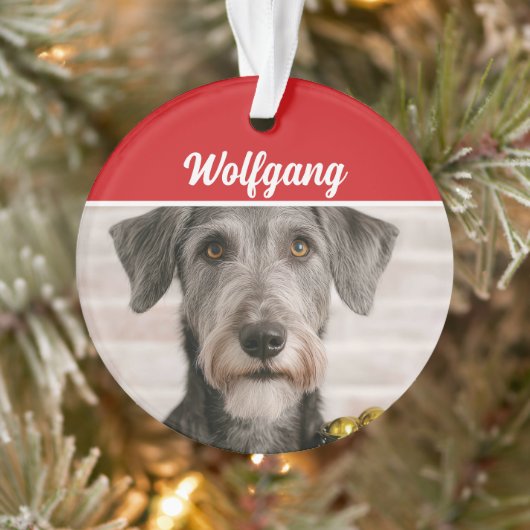 Irish Wolfhound Dog Holiday Photo Christmas オーナメント (ツリー)