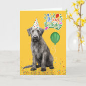 Irish Wolfhound Dog Party Hat Yellow Birthday カード (黄色い花)