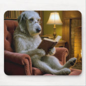 Irish Wolfhound Dog Reading a Book  マウスパッド (正面)