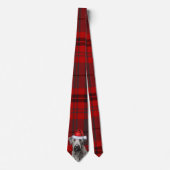 Irish Wolfhound Dog Red Plaid Christmas ネクタイ (正面)