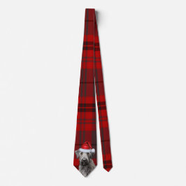 Irish Wolfhound Dog Red Plaid Christmas ネクタイ