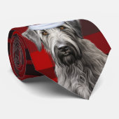 Irish Wolfhound Dog Red Plaid Christmas ネクタイ (ロール)