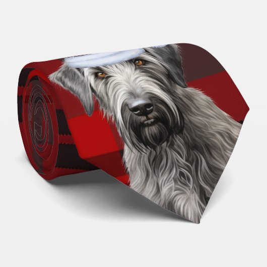 Irish Wolfhound Dog Red Plaid Christmas ネクタイ (ロール)
