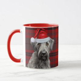 Irish Wolfhound Dog Red Plaid Christmas マグカップ