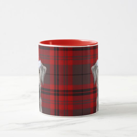 Irish Wolfhound Dog Red Plaid Christmas マグカップ (中央)