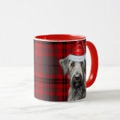 Irish Wolfhound Dog Red Plaid Christmas マグカップ (正面右)