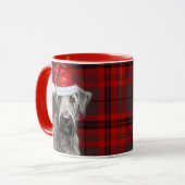 Irish Wolfhound Dog Red Plaid Christmas マグカップ (正面左)