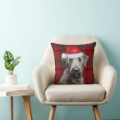 Irish Wolfhound Dog Red Plaid Christmas Holiday クッション (椅子)