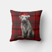 Irish Wolfhound Dog Red Plaid Christmas Holiday クッション (裏面)