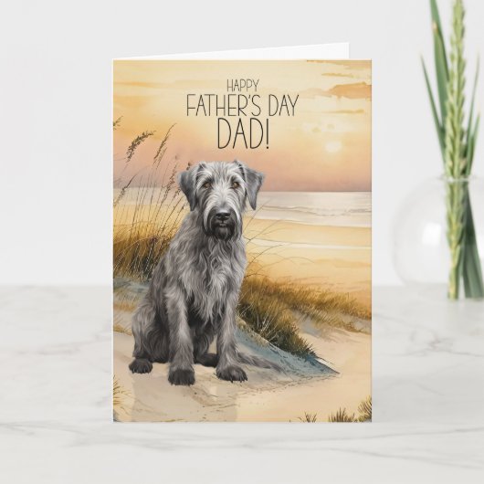 Irish Wolfhound Dog Sunset Beach Father's Day シーズンカード (正面)