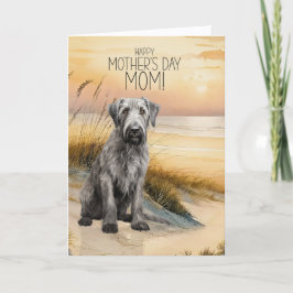 Irish Wolfhound Dog Sunset Beach Mother's Day シーズンカード