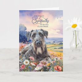 Irish Wolfhound Dog with Wildflowers Pet Sympathy カード