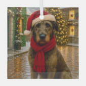 Irish Wolfhound Holiday ガラスオーナメント (正面)
