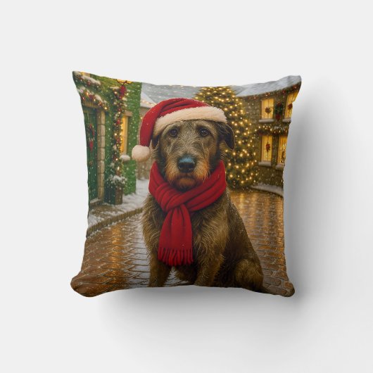 Irish Wolfhound Holiday クッション (正面)