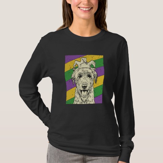 Irish Wolfhound Jester Mardi Gras Dog Mom or Dad Tシャツ (正面)