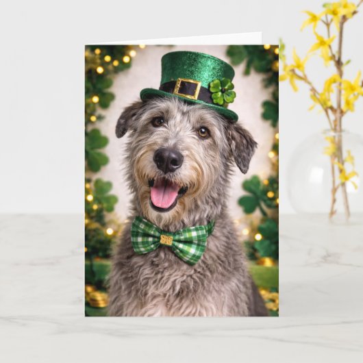 Irish Wolfhound St. Patrick’s Day Card  カード (黄色い花)