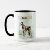 Irish Wolfhound Watercolor Personalized Dog マグカップ (左)