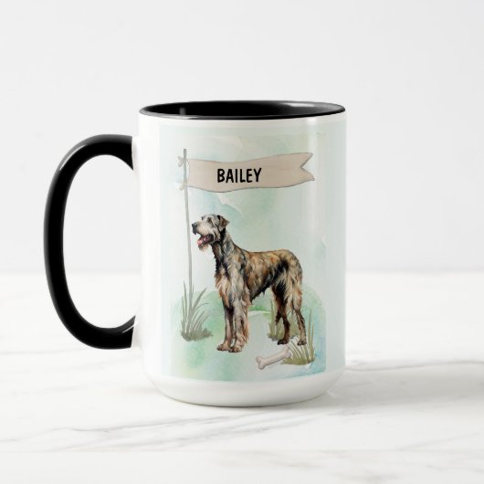Irish Wolfhound Watercolor Personalized Dog マグカップ (左)