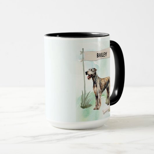 Irish Wolfhound Watercolor Personalized Dog マグカップ (正面右)