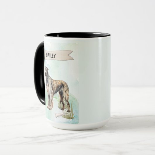 Irish Wolfhound Watercolor Personalized Dog マグカップ (正面左)