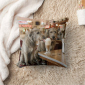 Irish Wolfhounds Sharing a Milkshake クッション (ブランケット)