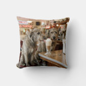 Irish Wolfhounds Sharing a Milkshake クッション (正面)
