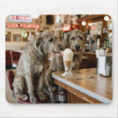 Irish Wolfhounds Sharing a Milkshake マウスパッド (正面)