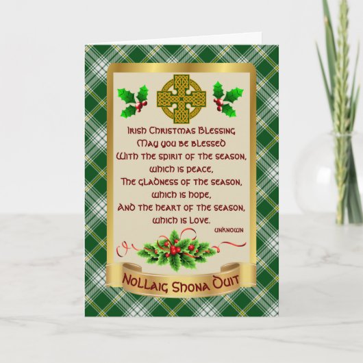 Irish Xmas Blessing/Tartan Personalized Card サンキューカード (正面)