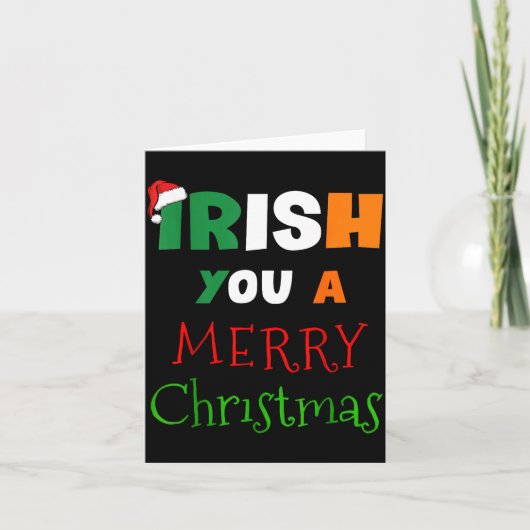 Irish You A Merry Christmas Ireland Flag Xmas Hat  カード (正面)