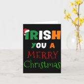 Irish You A Merry Christmas Ireland Flag Xmas Hat  カード (黄色い花)