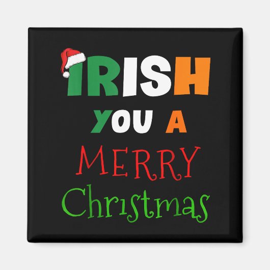 Irish You A Merry Christmas Ireland Flag Xmas Hat  マグネット (正面)