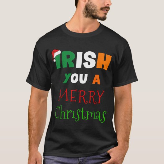 Irish You A Merry Christmas Ireland Flag Xmas Hat  Tシャツ (正面)