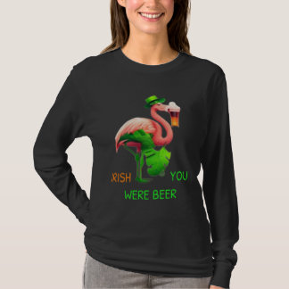 Irish You Were Beer Flamingo Shamrock For St Patri Tシャツ