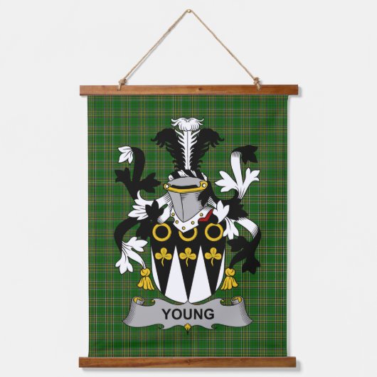 Irish Young Coat of Arms Family Crest 吊り下げ型タペストリー (正面)