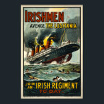 Irishmen Avenge the Lusitania Vintage Poster ポスター<br><div class="desc">RMS Lusitania was an ocean liner owned by the Cunard Line and built by John Brown and Company of Clydebank, Scotland, torpedoed by a German U-boat on May 7, 1915. The ship sank in just 18 minutes, eight miles (15 km) off the Old Head of Kinsale, Ireland, killing 1, 198...</div>