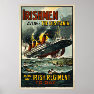 Irishmen Avenge the Lusitania Vintage Poster ポスター
