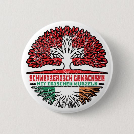 Irland Irisch Schweiz Baum Wurzel und Schweizer Sc 缶バッジ (正面)