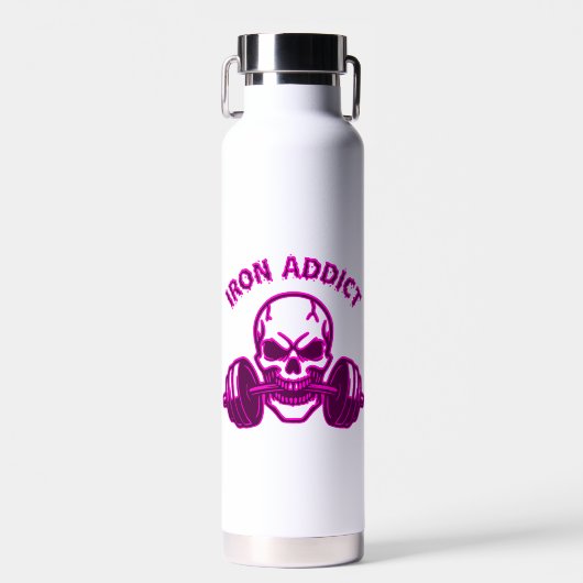 Iron Addict - Skull Bodybuilding and Weightlifting ウォーターボトル (正面)
