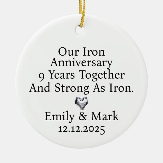 Iron Anniversary Ornament, Iron 9th Anniversary セラミックオーナメント (正面)