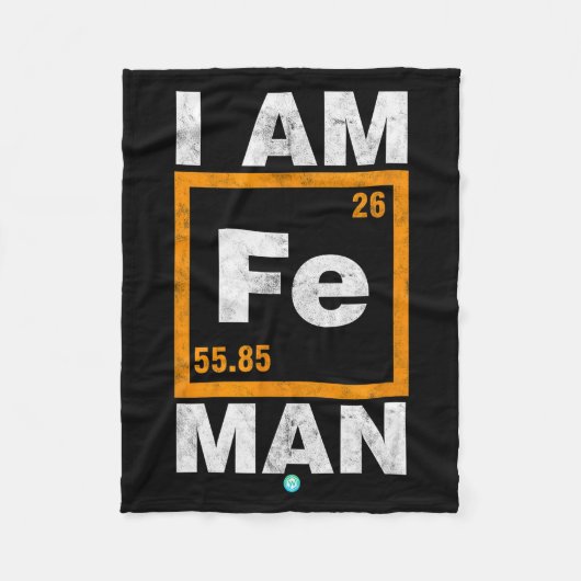 Iron (fe) Man Funny Periodic Elemen Gift  フリースブランケット (正面)
