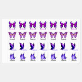 Iron on Butterfly Clothing Labels追加Name Girl's ラベル (シート)