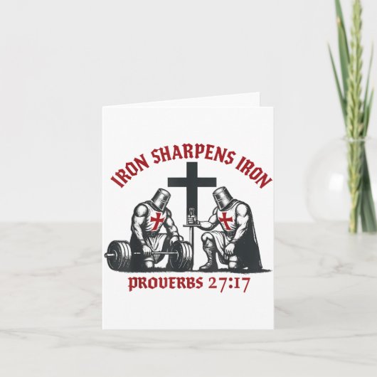 Iron Sharpens Iron Bible Scripture Christian Gym W カード (正面)