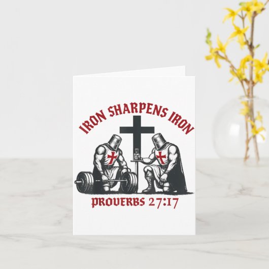 Iron Sharpens Iron Bible Scripture Christian Gym W カード (黄色い花)