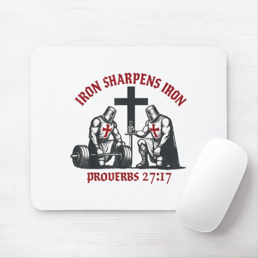Iron Sharpens Iron Bible Scripture Christian Gym W マウスパッド (マウス)