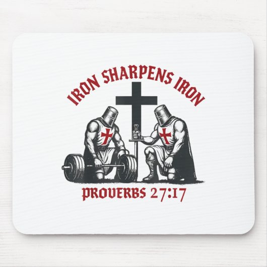 Iron Sharpens Iron Bible Scripture Christian Gym W マウスパッド (正面)
