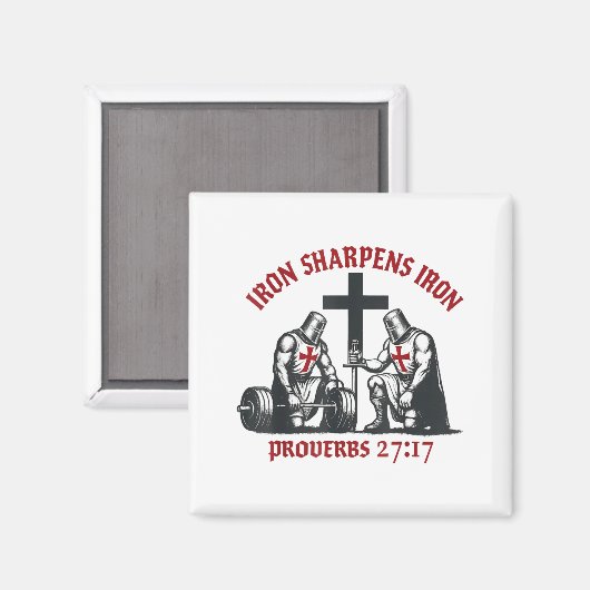 Iron Sharpens Iron Bible Scripture Christian Gym W マグネット (正面/裏面)